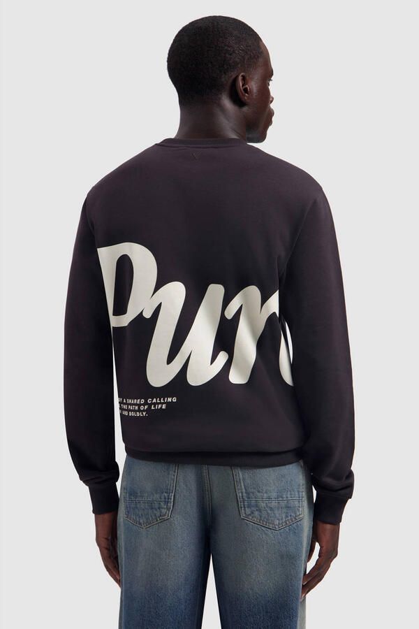 Pure Path regular fit sweater met backprint donkerbruin - Foto 6