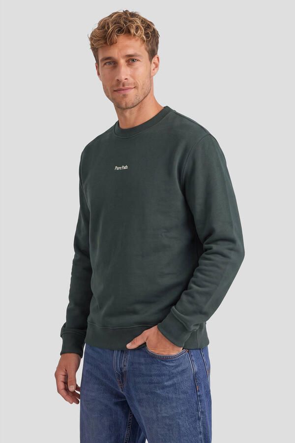 Pure Path regular fit sweater met backprint donkergroen