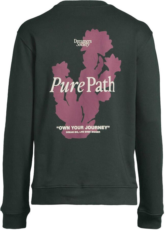 Pure Path regular fit sweater met backprint donkergroen - Foto 2