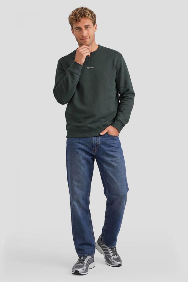 Pure Path regular fit sweater met backprint donkergroen - Foto 3