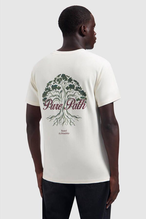 Pure Path regular fit T-shirt met backprint ecru - Foto 2