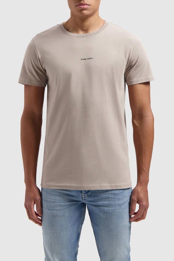 PURE PATH Heren Polo's & T-shirts Essential Logo T-shirt Taupe - Foto 2