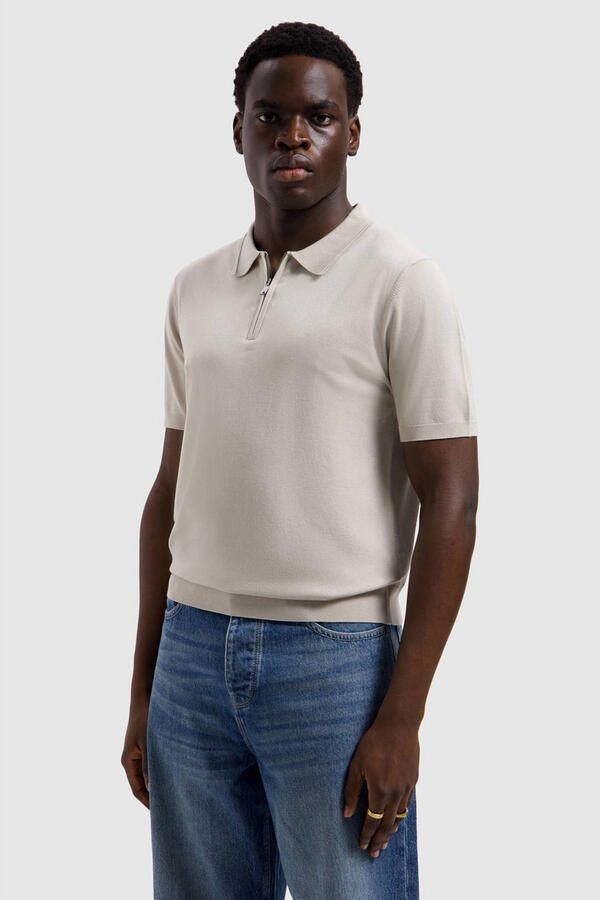 PURE PATH Heren Polo's & T-shirts Zip Knitted Polo Beige - Foto 5