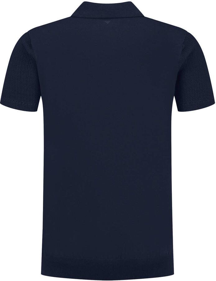 Pure Path regular polo met textuur donkerblauw - Foto 2
