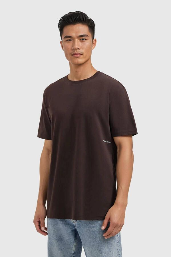 PURE PATH Heren Polo's & T-shirts Regular Fit T-shirts Bruin - Foto 7