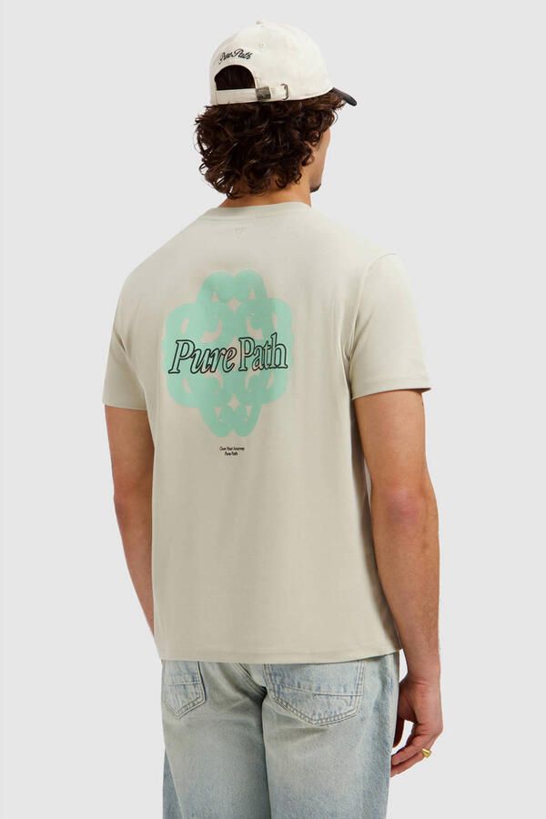 PURE PATH Heren Polo's & T-shirts Bold Emblem T-shirt Beige - Foto 7