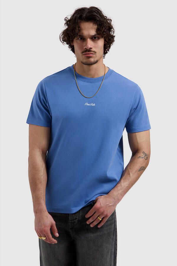 Pure Path regular T-shirt met backprint blauw