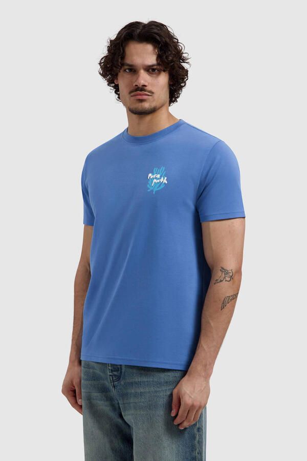 Pure Path regular T-shirt met backprint blauw
