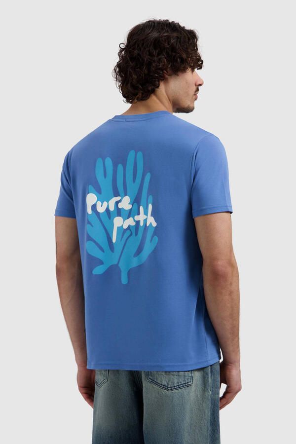 Pure Path regular T-shirt met backprint blauw - Foto 2