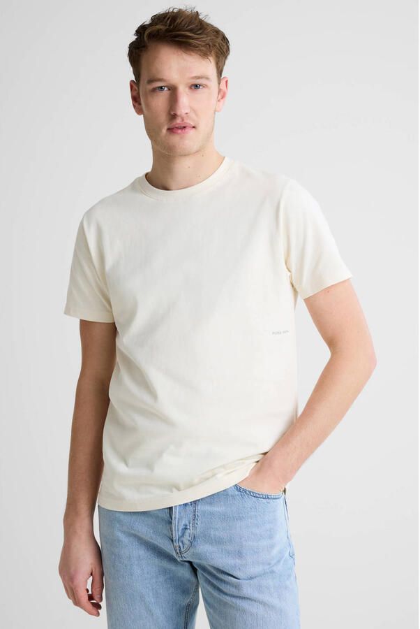 Pure Path regular T-shirt met backprint ecru