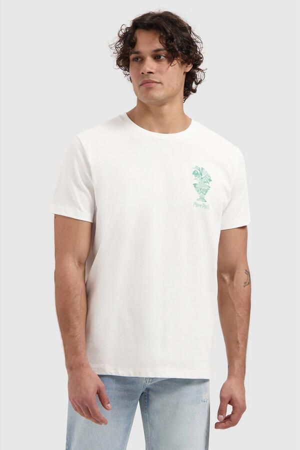 PURE PATH Heren Polo's & T-shirts Embroidered Vase T-shirt Gebroken Wit - Foto 5