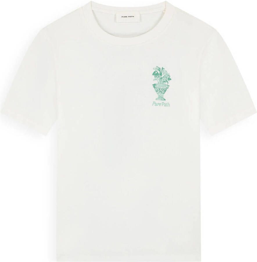 PURE PATH Heren Polo's & T-shirts Embroidered Vase T-shirt Gebroken Wit - Foto 6