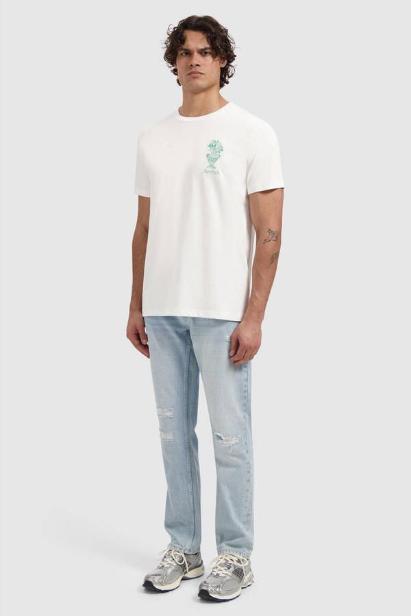 PURE PATH Heren Polo's & T-shirts Embroidered Vase T-shirt Gebroken Wit - Foto 7