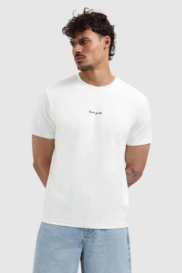 Pure Path regular T-shirt met backprint ecru
