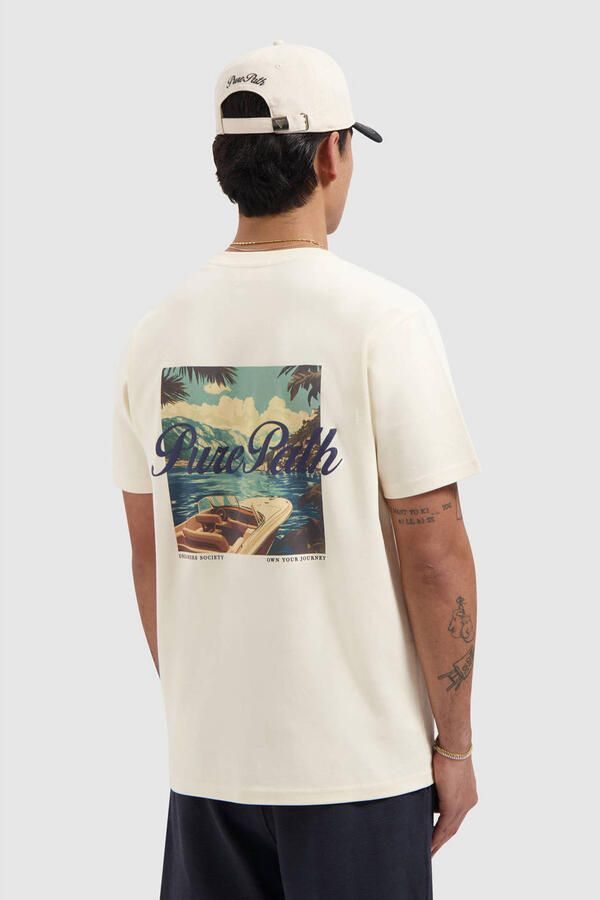 PURE PATH Heren Polo's & T-shirts Riva View T-shirt Creme - Foto 7