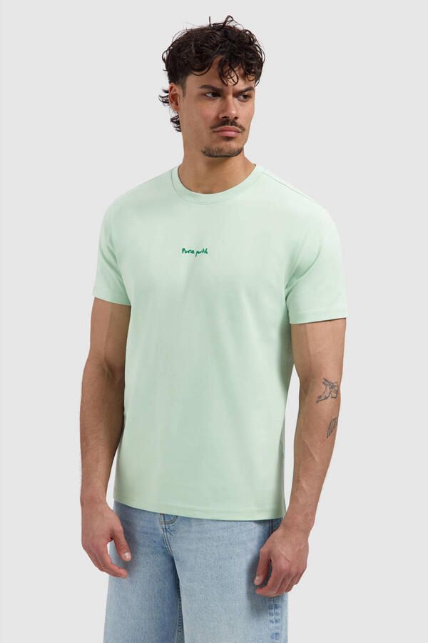 Pure Path regular T-shirt met backprint lichtgroen