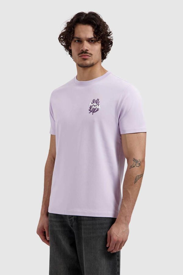 Pure Path regular T-shirt met backprint lila