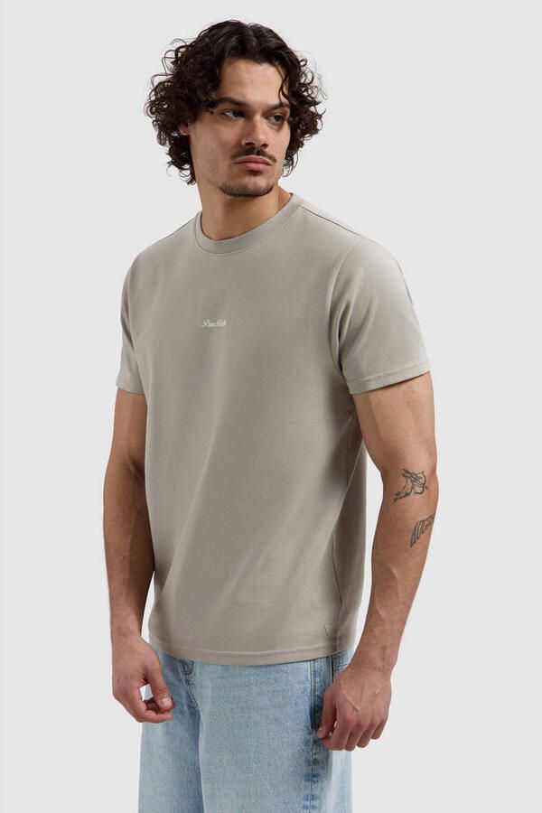 Pure Path regular T-shirt met backprint taupe