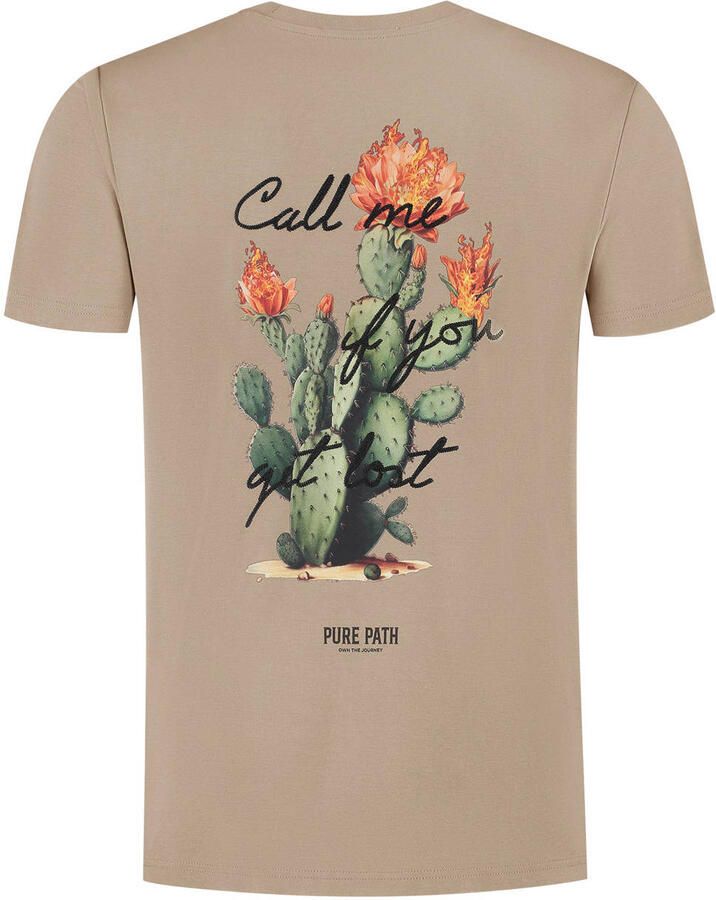 PURE PATH Heren Polo's & T-shirts Regular Fit T-shirts Beige - Foto 5