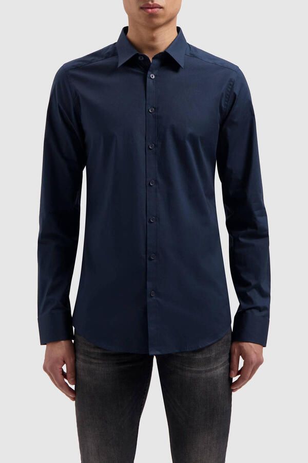 PURE PATH Heren Overhemden Essential Casual Shirt Donkerblauw - Foto 6