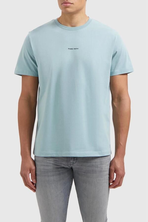 PURE PATH Heren Polo's & T-shirts Regular Fit Crewneck Ss T-shirts Lichtblauw - Foto 6