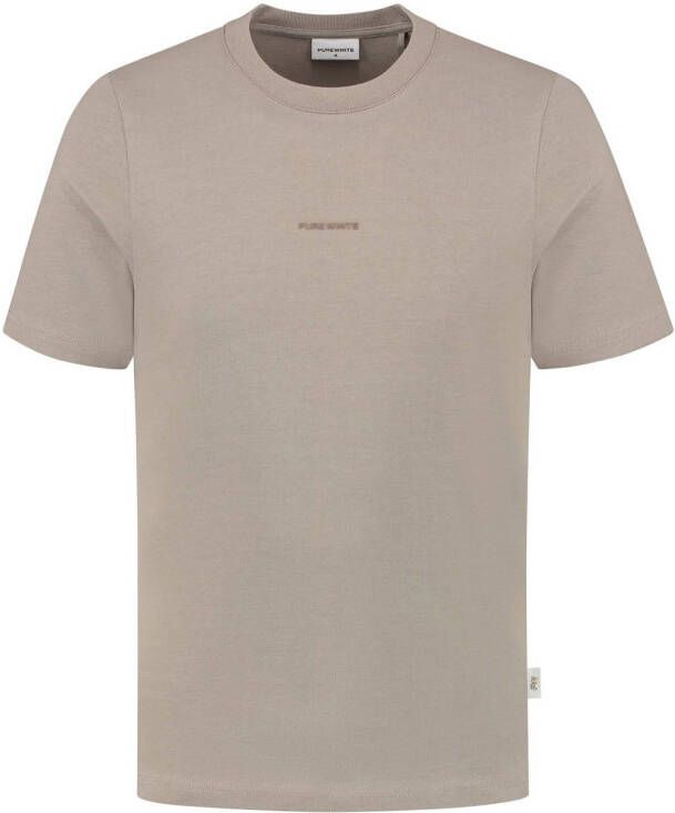 Purewhite regular fit T-shirt met backprint taupe