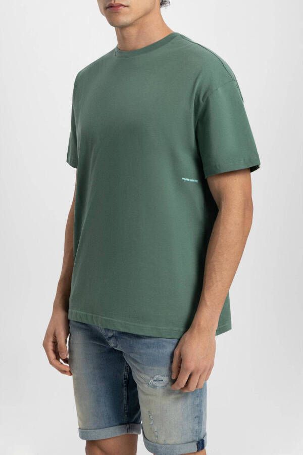 Purewhite regular fit T-shirt van biologisch katoen forest green