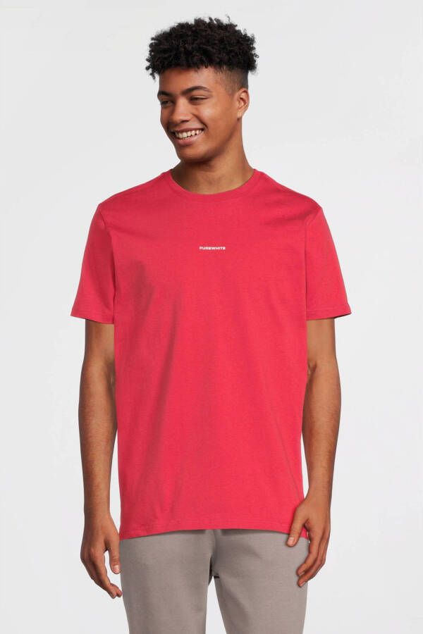 Purewhite regular fit T-shirt van biologisch katoen red