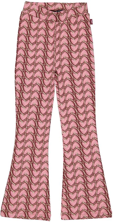 QPI flared broek met hartjes roze