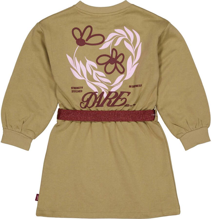 QPI korte sweatjurk met ceintuur en backprint groen