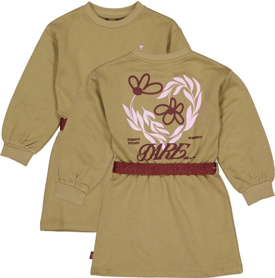 QPI korte sweatjurk met ceintuur en backprint groen - Foto 2
