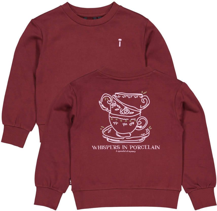 QPI sweater met backprint donkerrood - Foto 2