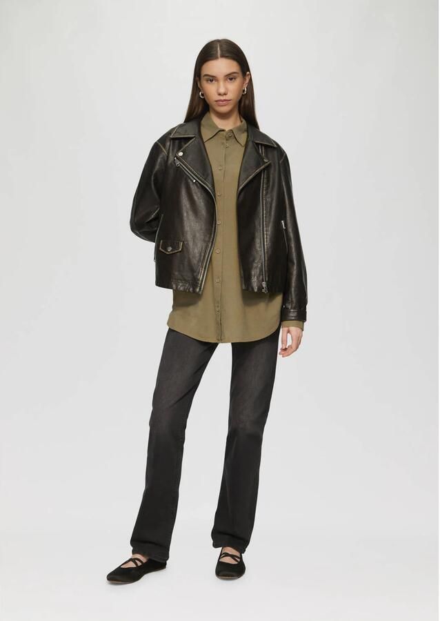 Q S designed by Blouse met lange mouwen van een linnenmix met viscose