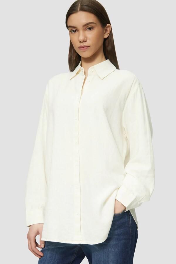 Q S designed by Blouse met lange mouwen van een linnenmix met viscose