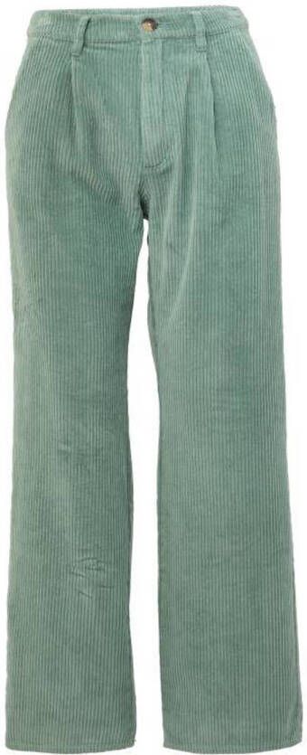 Q S by s.Oliver corduroy high waist straight fit broek petrol