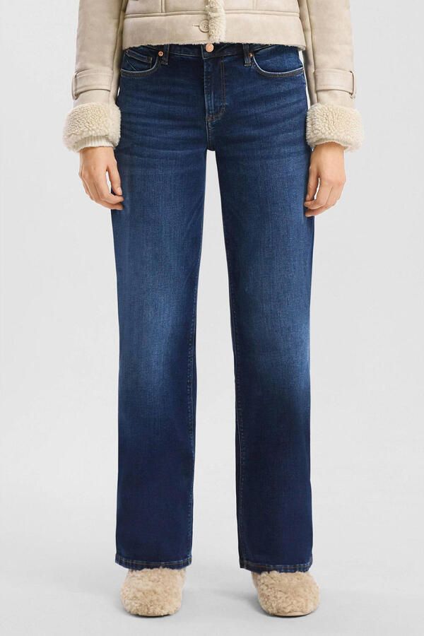 Q S by s.Oliver high waist wide leg jeans donkerblauw dark blue