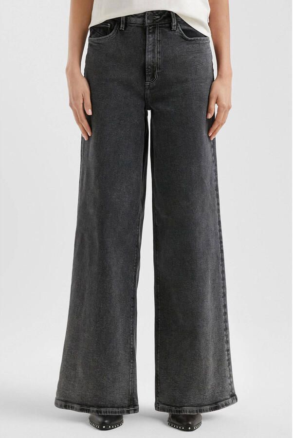 Q S by s.Oliver high waist wide leg jeans grey denim