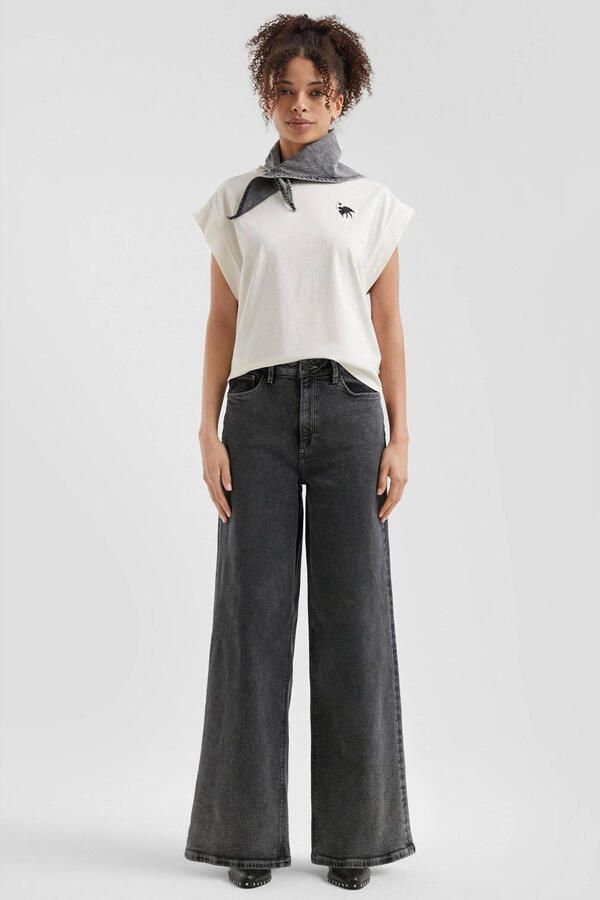 Q S by s.Oliver high waist wide leg jeans grey denim - Foto 3