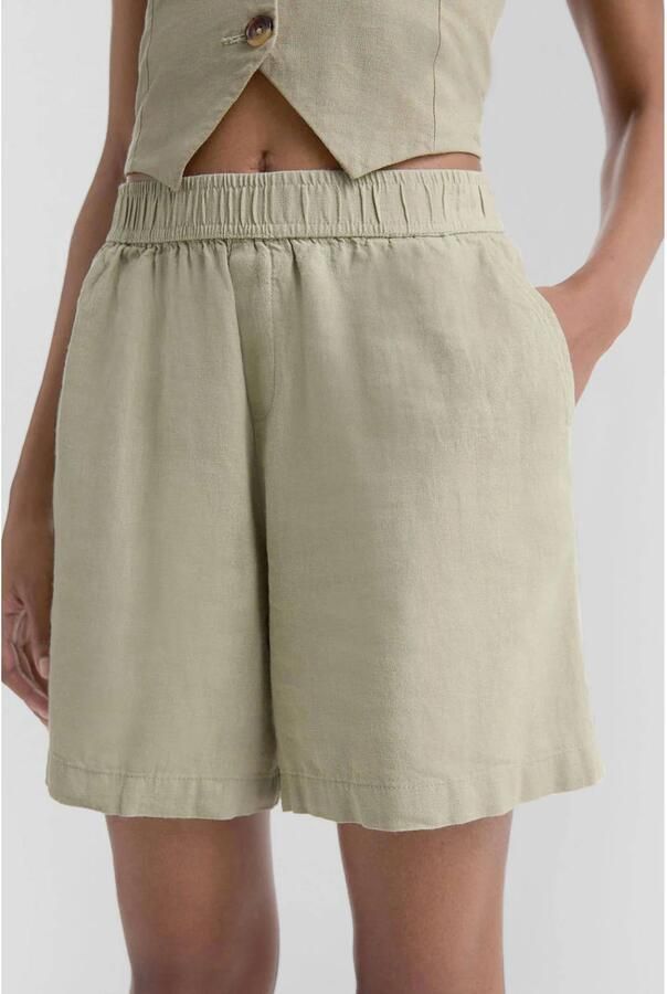 Q S by s.Oliver linnen regular waist casual short lichtgroen
