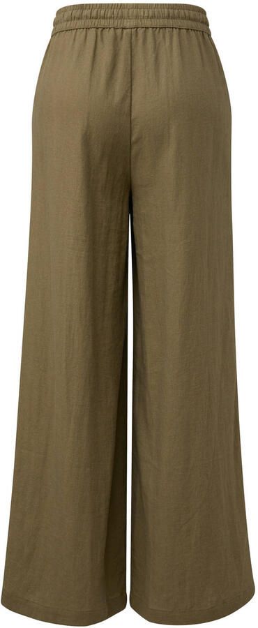 Q S by s.Oliver linnen wide leg regular waist casual broek kaki