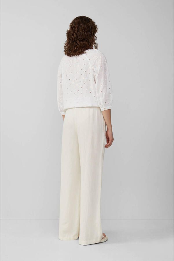 Q S by s.Oliver linnen wide leg regular waist casual broek wit