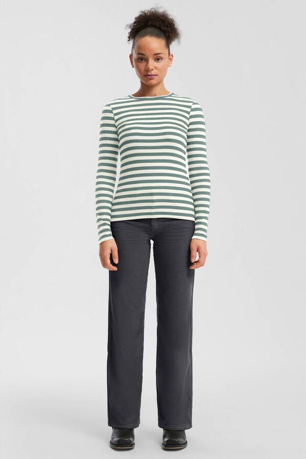 Q S designed by Shirt met lange mouwen Zomershirt gestreept ribstof