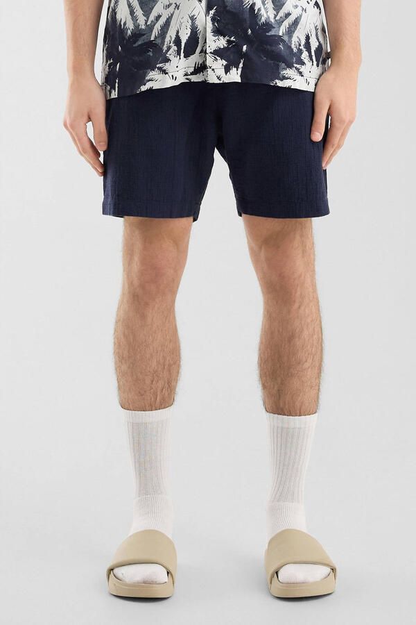 Q S by s.Oliver regular casual short donkerblauw