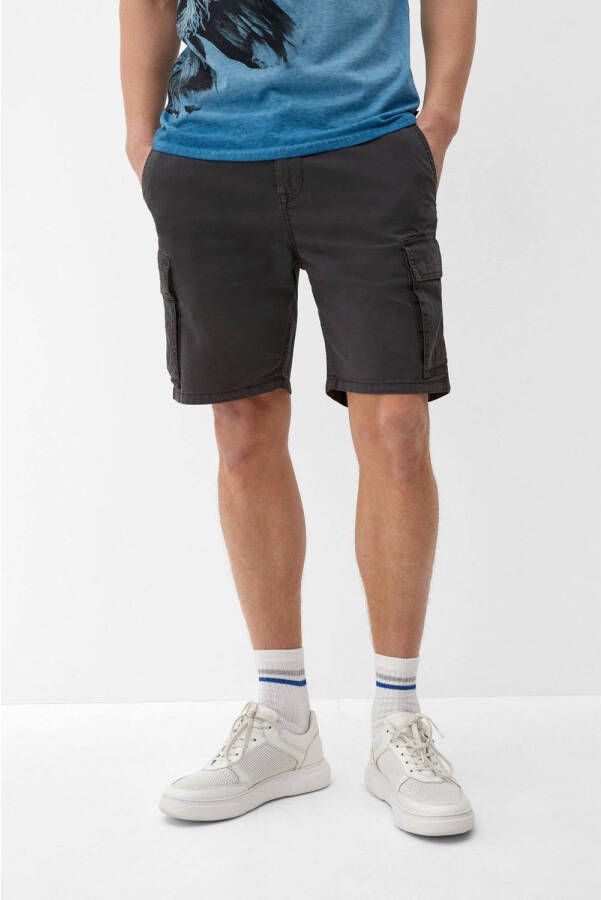 Q S by s.Oliver regular fit cargo short antraciet