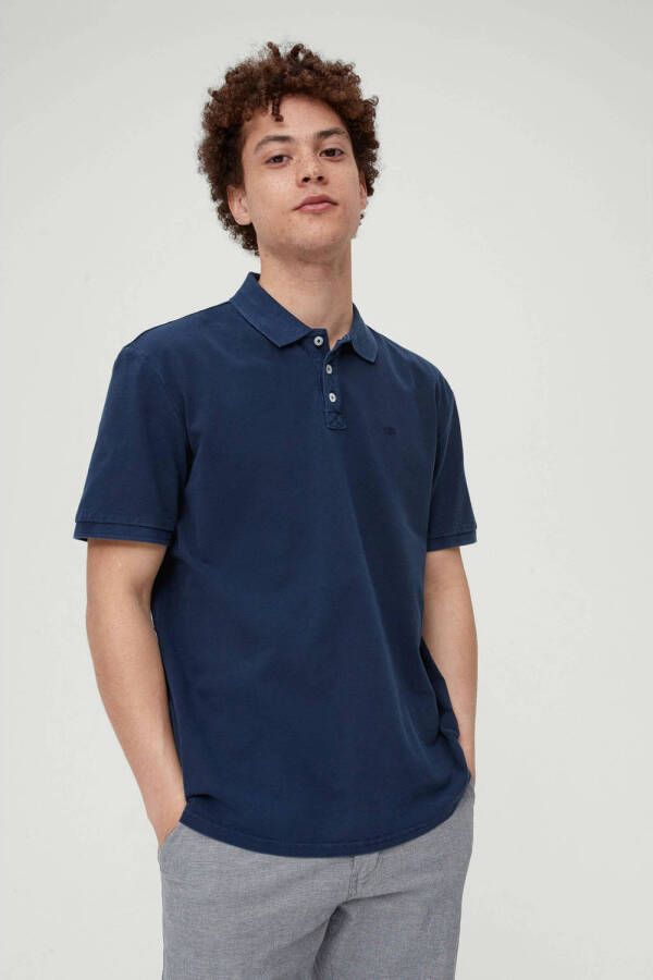 Q S by s.Oliver regular fit polo met logo donkerblauw