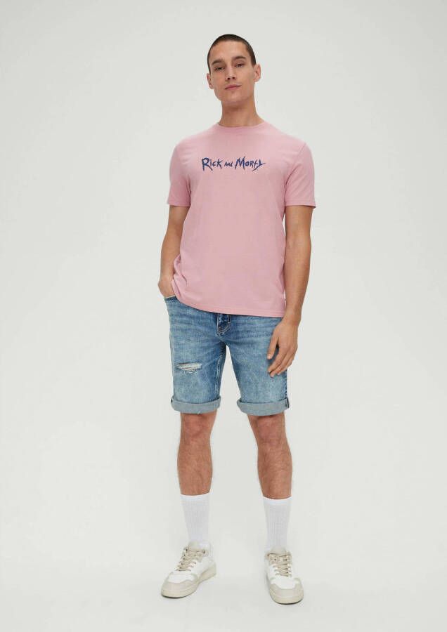 Q S by s.Oliver regular fit T-shirt met backprint roze