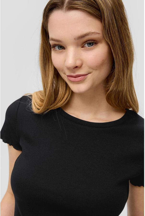 Q S by s.Oliver ribgebreid T-shirt zwart - Foto 3