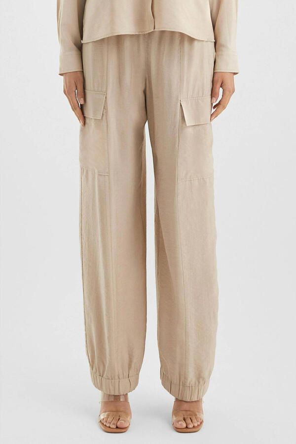 Q S by s.Oliver straight regular waist cargo broek beige - Foto 2
