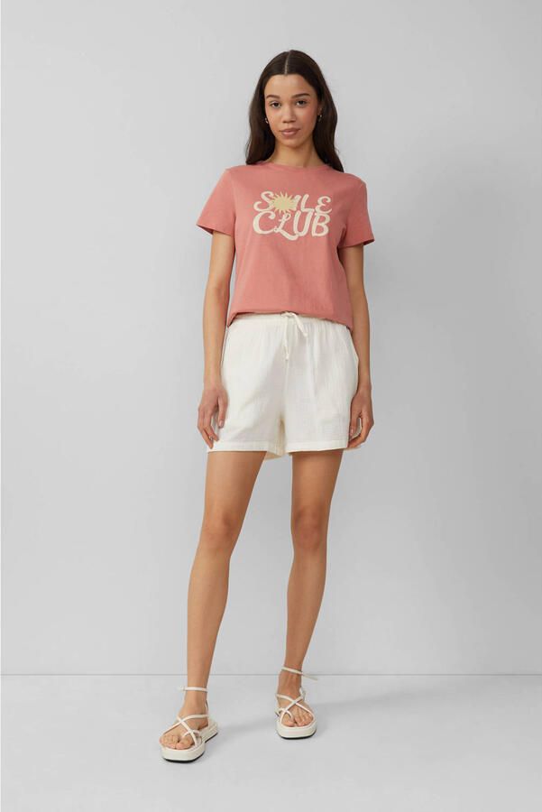 Q S designed by Short Zomerbroek in crinkle-look en met strikband