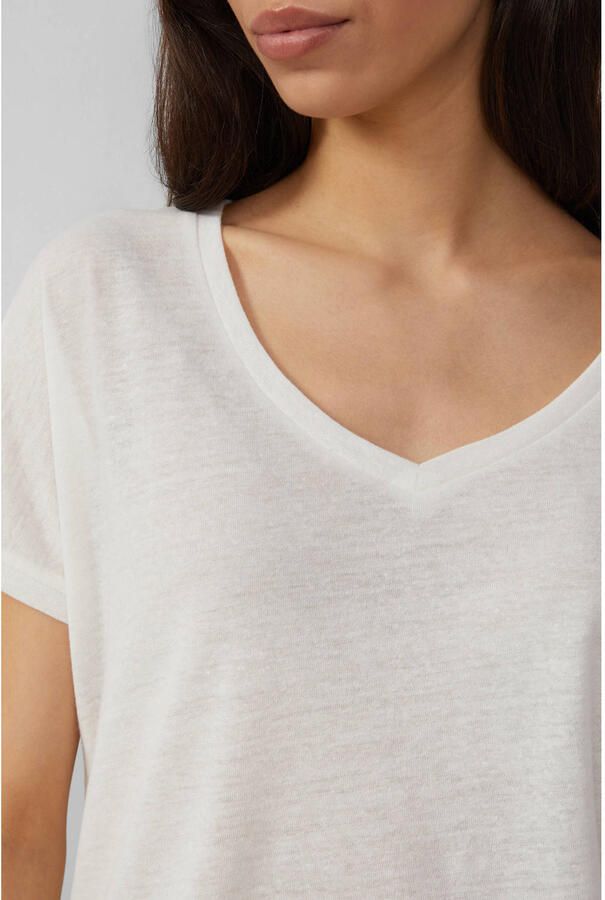 Q S designed by T-shirt met aandeel linnen